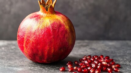 Ripe Pomegranate Fruit on a Dark Surface