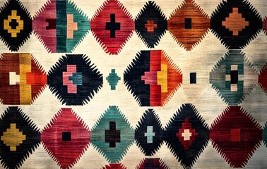 39. **Full-size seamless kilim rug design with bold geometric patterns**