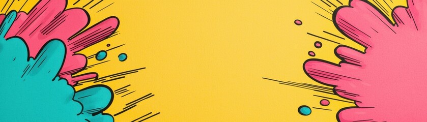 Bright and colorful abstract splash design on a yellow background, perfect for modern art or graphic projects.