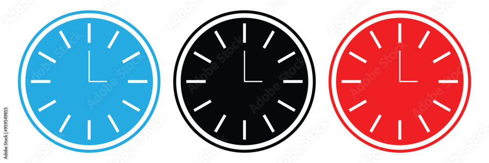 Poster clock icons set. alarm clock, time clock icon set.