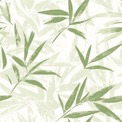 Naklejka premium seamless pattern of delicate tropical bamboo leaves with subtle textures