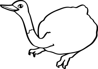 cute cartoon ostrich character drawing.