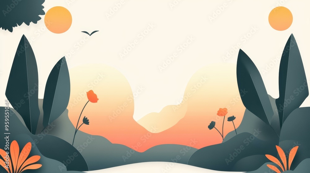 Poster a vibrant soft gradient background with dynamic shadows, enhancing the whimsical cartoonstyle flat i
