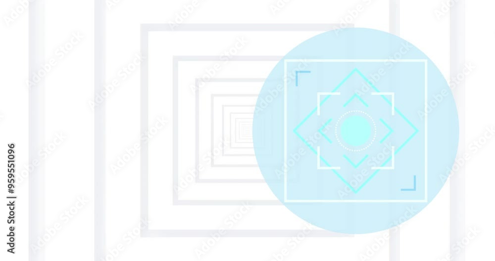 Poster geometric shapes and patterns in blue animation over white background