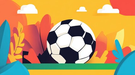 Dynamic soccer championship illustration, featuring vibrant textures and playful cartoon elements to capture the games excitement.