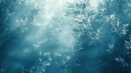 Peaceful underwater scene with swimming marine creatures and oceanic flora, embodying tranquility and contemplation.