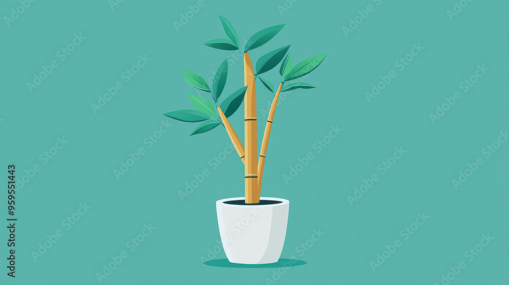 Canvas Prints Bright and fun cartoon bamboo plant illustration, perfect for naturethemed designs and playful graphics.