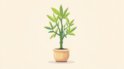Fototapeta premium Bright and fun cartoon bamboo plant illustration, perfect for naturethemed designs and playful graphics.