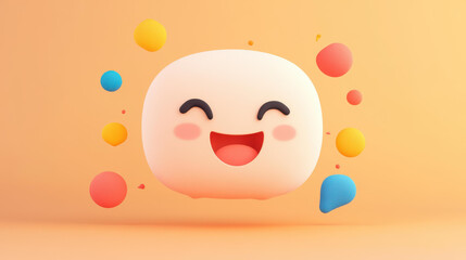 Fototapeta premium A joyful chat emoticon icon, vibrant and smiling, perfect for modern graphic designs and cheerful digital communications.