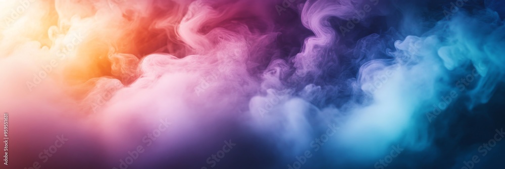 Aufkleber a mesmerizing display of swirling pastel-colored smoke takes shape, blending hues and forming abstra