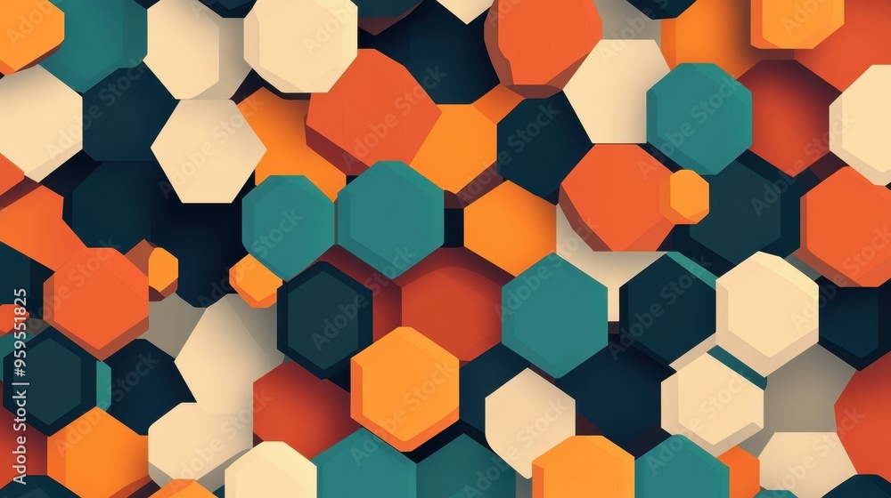 Poster discover a sleek hexagonal pattern, blending modern design with a touch of science for a fresh, clea