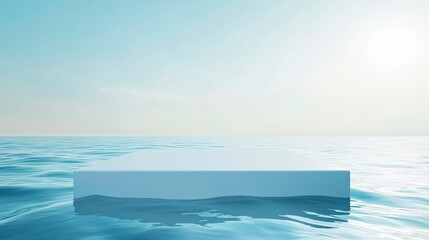 Obraz premium White Platform With Light Blue Background And Water Ripple Effects For Aquatic-Themed Product Displays . Generative ai