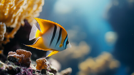 Stunning Tropical Fish Swimming Through Vibrant Coral Reef