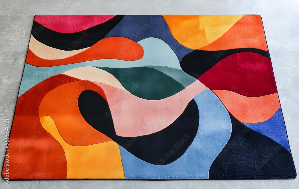 Poster 34. **full-size seamless artistic rug design with bold color gradients and abstract forms**