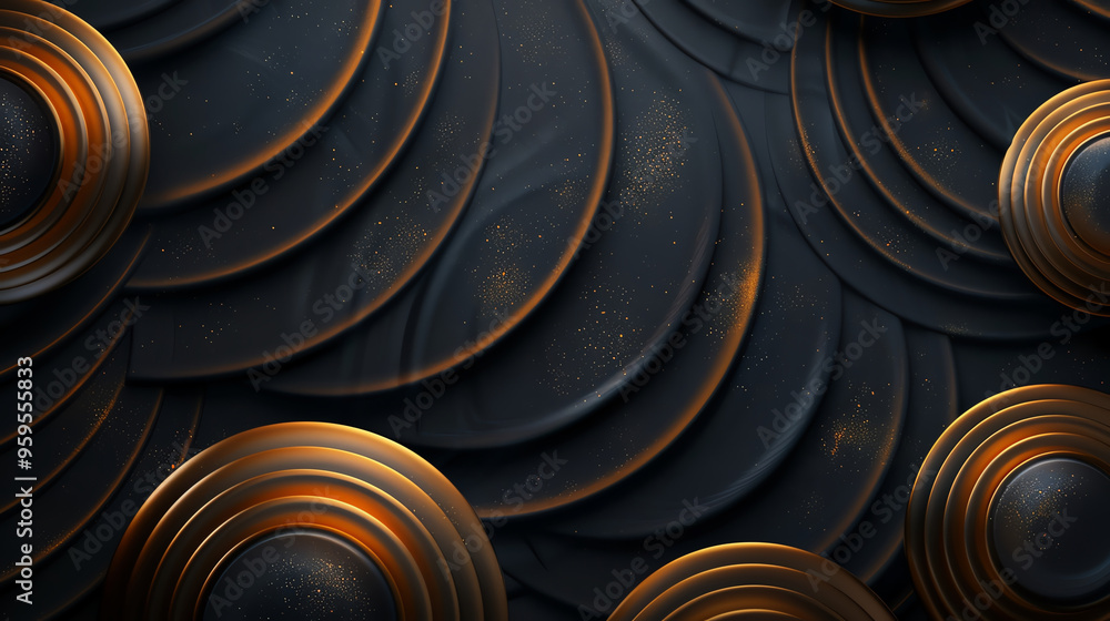 Poster seamless pattern with boho gold tone lines and dots, combined with abstract free form shapes