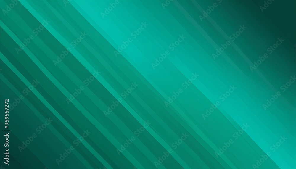 Poster abstract teal green diagonal lines background with gradient.