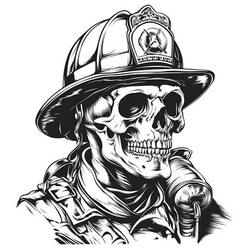 skull firefighter Design. generative AI