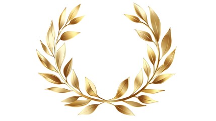 Golden laurel wreath symbol of achievement and excellence, isolated on a white background, perfect for award, honor, and recognition concepts in graphic design and branding