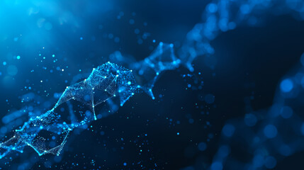Abstract futuristic - Molecules technology with polygonal shapes on dark blue background