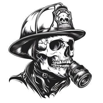skull firefighter Design. generative AI