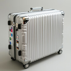 Fototapeta premium The suitcases in an empty airport hall, traveler cases in the departure airport terminal