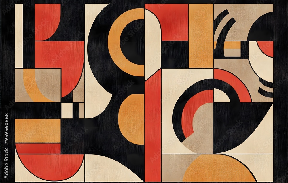 Poster 30. **full-size seamless modern rug pattern with a grid of abstract geometric shapes**