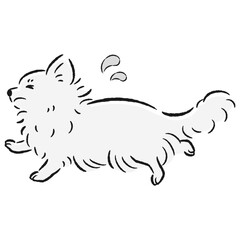 困った表情で逃げる犬のイラスト