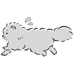 困った表情で逃げる犬のイラスト