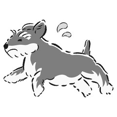 困った表情で逃げる犬のイラスト