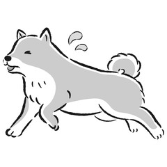 困った表情で逃げる犬のイラスト