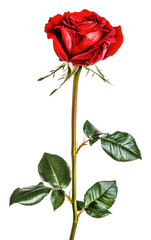 Obraz premium Red rose on white background, cut out - stock png.