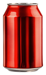 Fototapeta premium Bright red aluminum can on a white background, cut out - stock png.