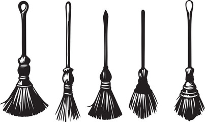 Naklejka premium broom silhouette vector art illustration.