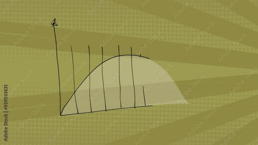 Poster graph with shaded area under curve, mathematical concept animation on green background
