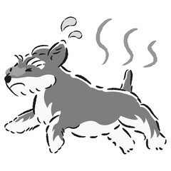 暑くて困った表情の犬のイラスト