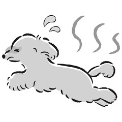 暑くて困った表情の犬のイラスト