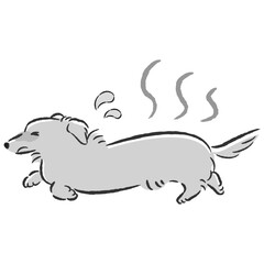 暑くて困った表情の犬のイラスト