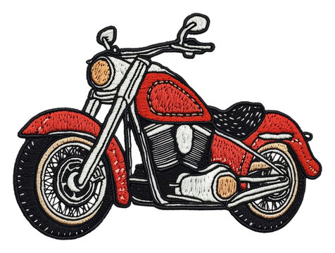 Classic red motorcycle patch design, cut out - stock png.
