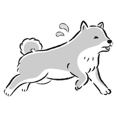 困った表情で逃げる犬のイラスト