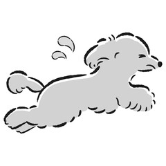 困った表情で逃げる犬のイラスト