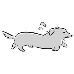 困った表情で逃げる犬のイラスト