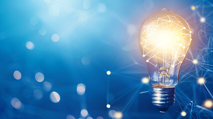 Shining light bulb abstract background idea innovation concept ai generative.