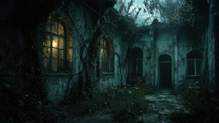Abandoned House at Night.