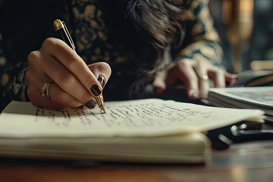 Woman writing a screenplay or novel