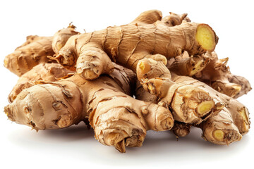 Fototapeta premium Fresh ginger root or rhizome isolated on white background