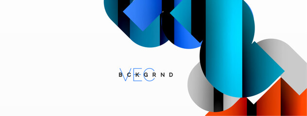 Colorful curve geometric shapes on white