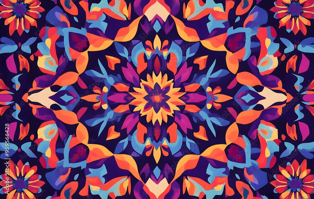 Poster 22. **full-size seamless artistic rug pattern with vibrant color gradients and abstract shapes**