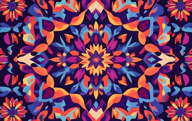 22. **Full-size seamless artistic rug pattern with vibrant color gradients and abstract shapes**