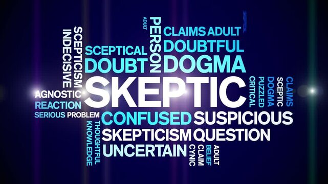 Skeptic animated word cloud;text design animation tag kinetic typography seamless loop.