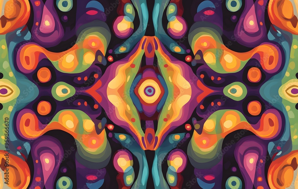 Aufkleber 22. **full-size seamless artistic rug pattern with vibrant color gradients and abstract shapes**